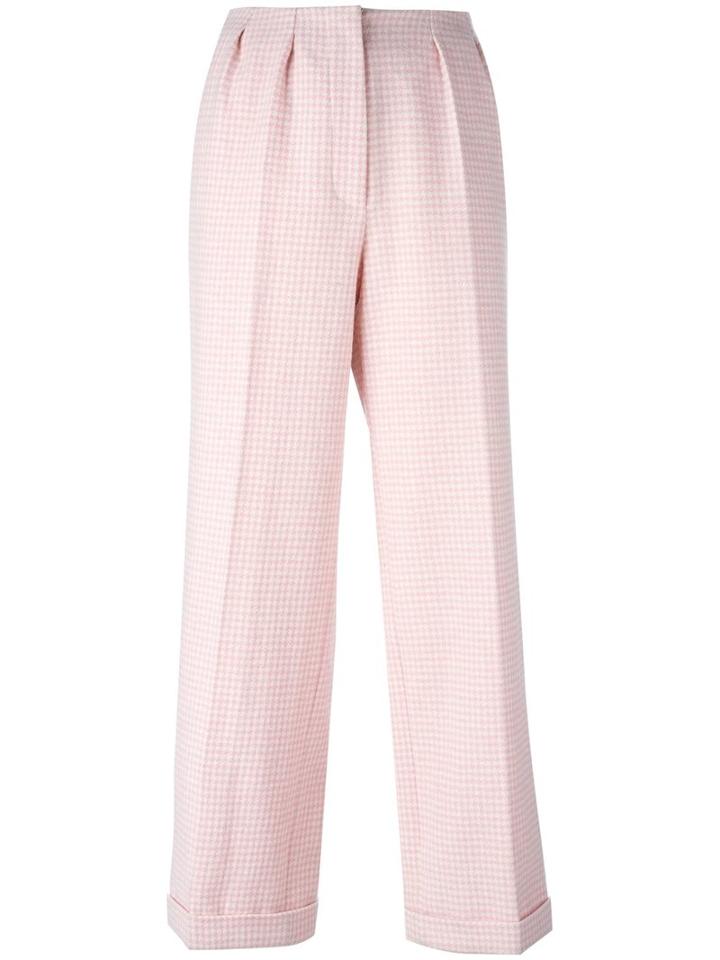 Olympia Le-tan Gingham Check Trousers, Women's, Size: 36, Pink/purple, Virgin Wool