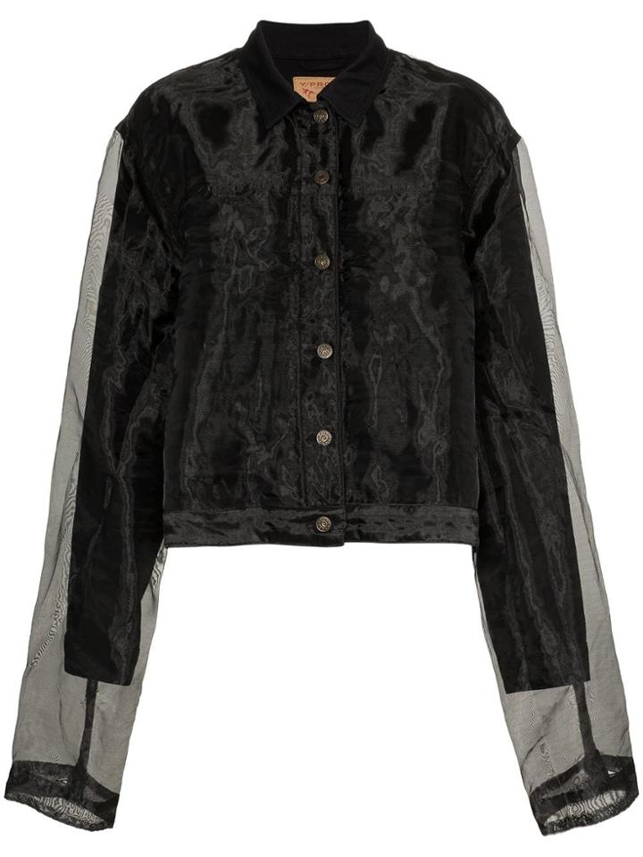 Y / Project Chiffon Layered Denim Jacket - Black