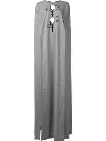 Vionnet Houndstooth Pattern Long Poncho, Women's, Size: 40, Black, Wool/spandex/elastane/silk