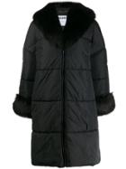 Moschino Logo Printed Puffer Coat - Black