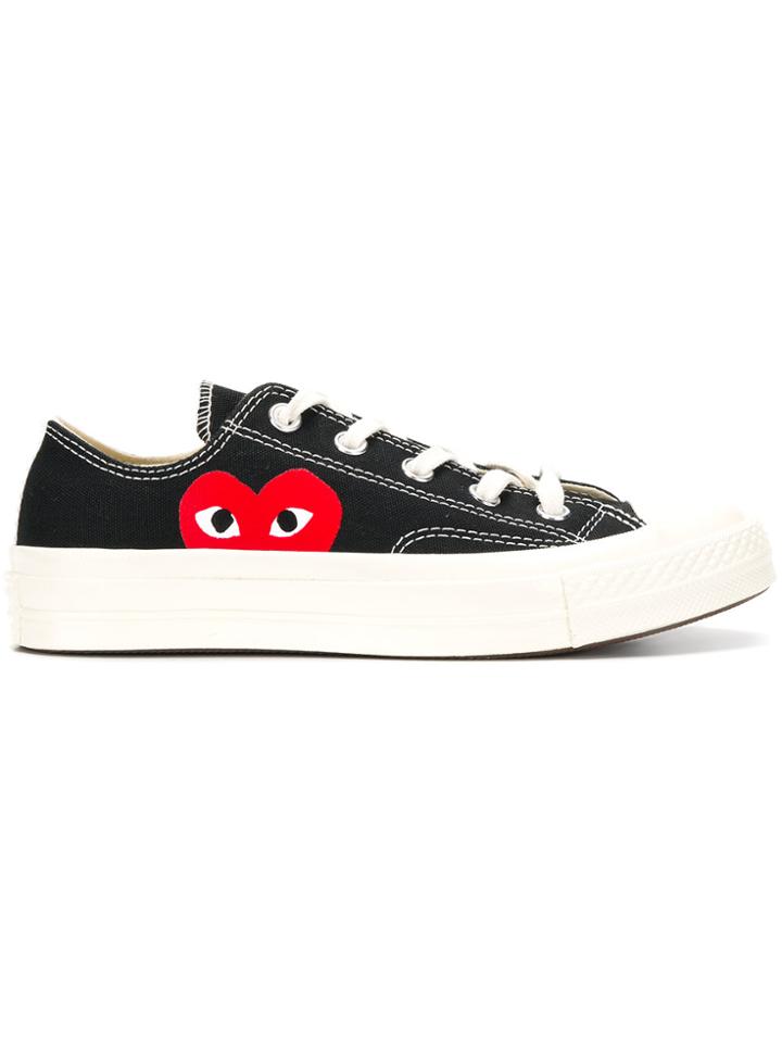 Converse Heart Printed Lace Up Sneakers - Black