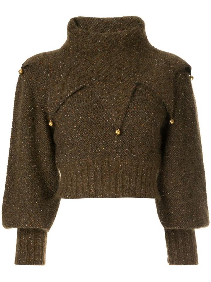 Chanel Pre-owned Funnel Neck Jumper - Brown