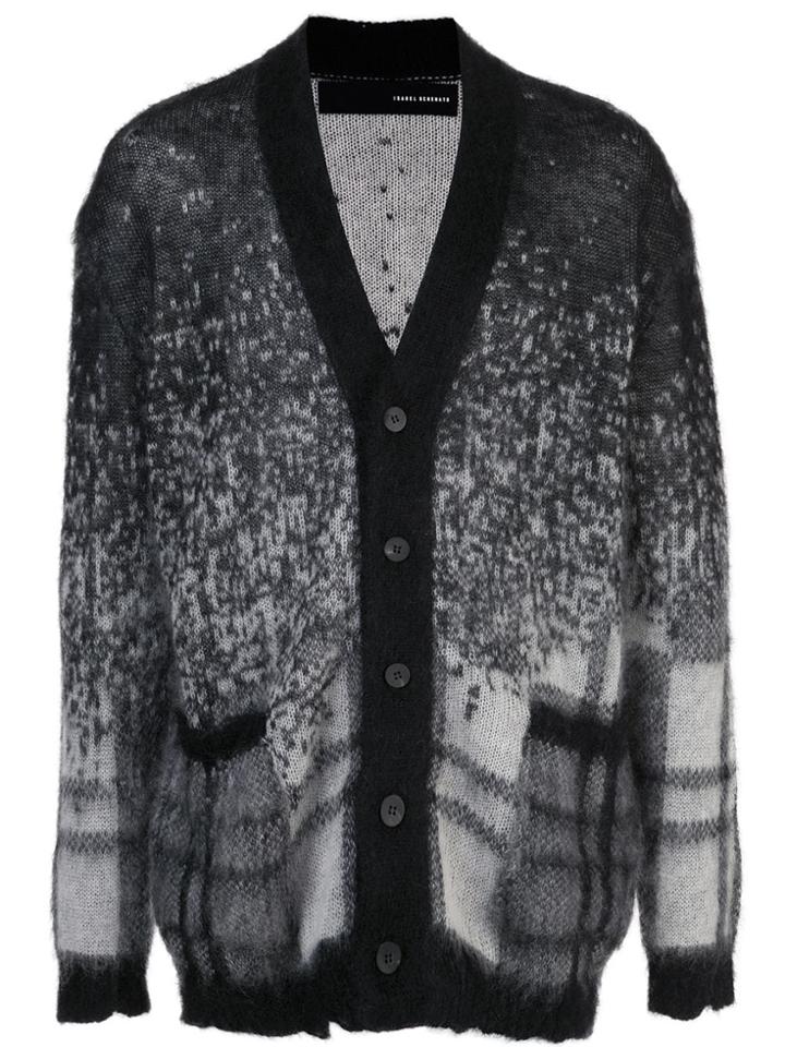 Isabel Benenato Loose-fit Tartan Cardigan - Black
