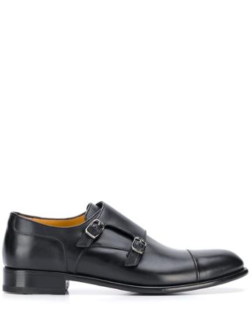 A. Testoni Side-buckle Monk Shoes - Black