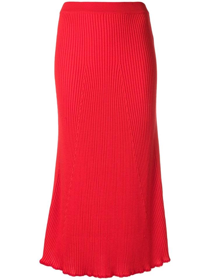 Sonia Rykiel Ribbed Midi Skirt - Red