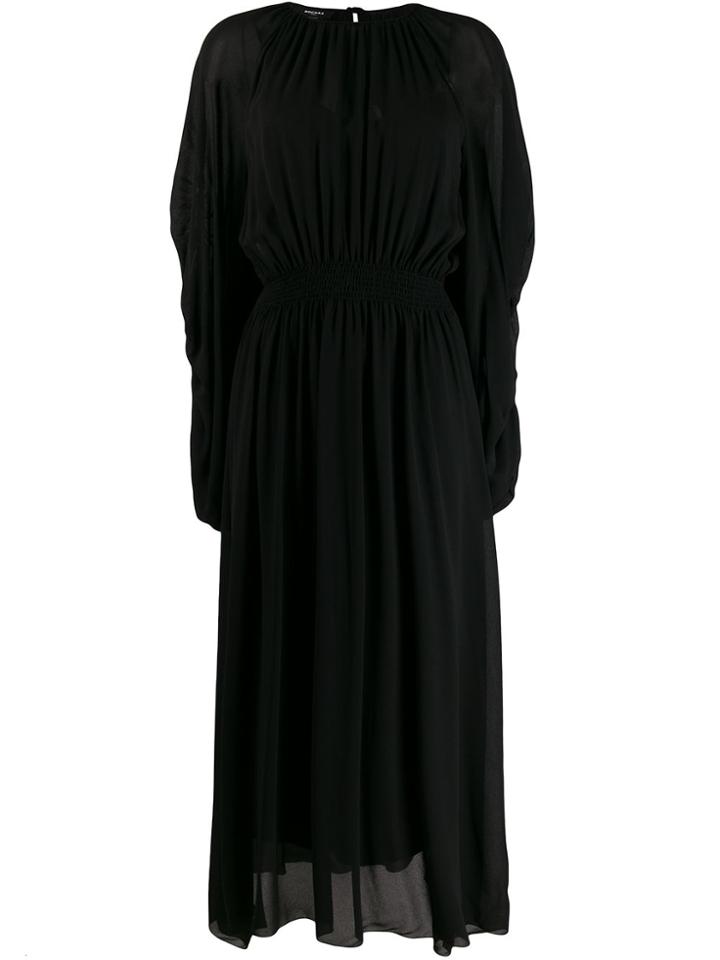 Rochas Smocked Waist Midi Dress - Black