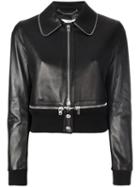 Givenchy - Zipper Trim Leather Jacket - Women - Cotton/lamb Skin/polyamide/viscose - 38, Black, Cotton/lamb Skin/polyamide/viscose