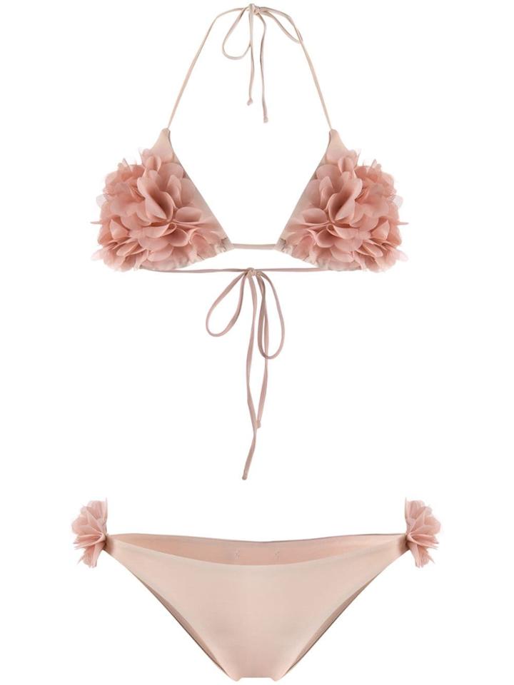 La Reveche Floral Ruffled Bikini - Neutrals