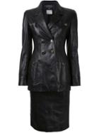 Chanel Vintage Cc Button Setup Jacket Skirt Suit, Women's, Size: 36, Black
