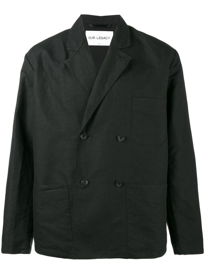 Our Legacy Double Breasted Blazer, Men's, Size: 52, Black, Cotton/linen/flax