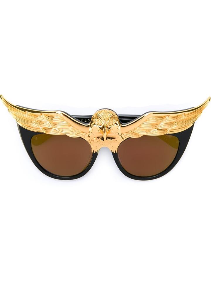 Anna Karin Karlsson 'eaglet' Sunglasses, Women's, Black, Acetate/metal (other)/24kt Gold