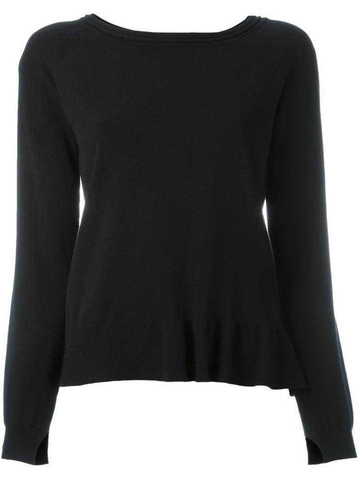 Twin-set Ruffled Hem Knitted Blouse, Women's, Size: Xs, Black, Viscose/polyester