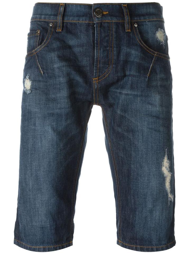 Les Hommes Distressed Denim Shorts
