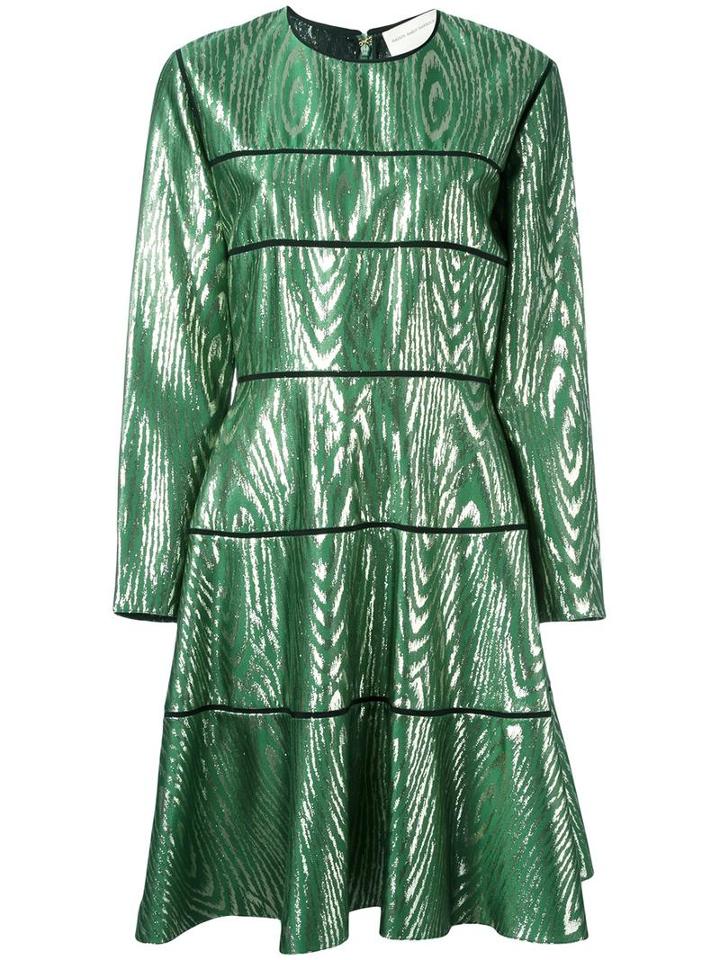 Maison Rabih Kayrouz Panelled Knee Length Dress, Women's, Size: 40, Green, Silk/metallic Fibre