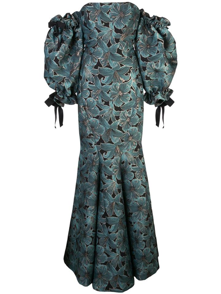 Zac Zac Posen Floral Print Gown - Blue