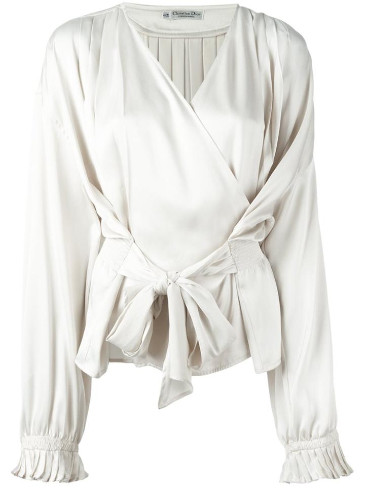Christian Dior Vintage Wrap Blouse - White