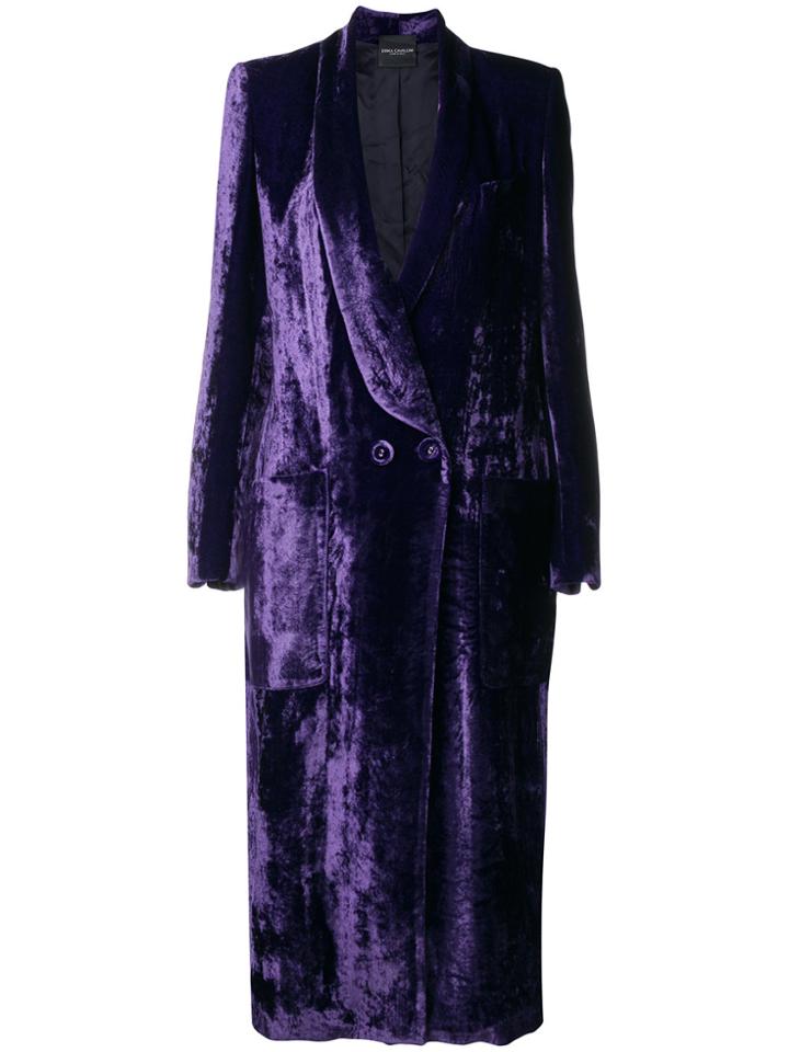 Erika Cavallini Double-breasted Velvet Coat - Pink & Purple