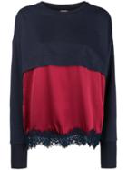 Pinko Colour-block Lace Hem Sweater - Blue