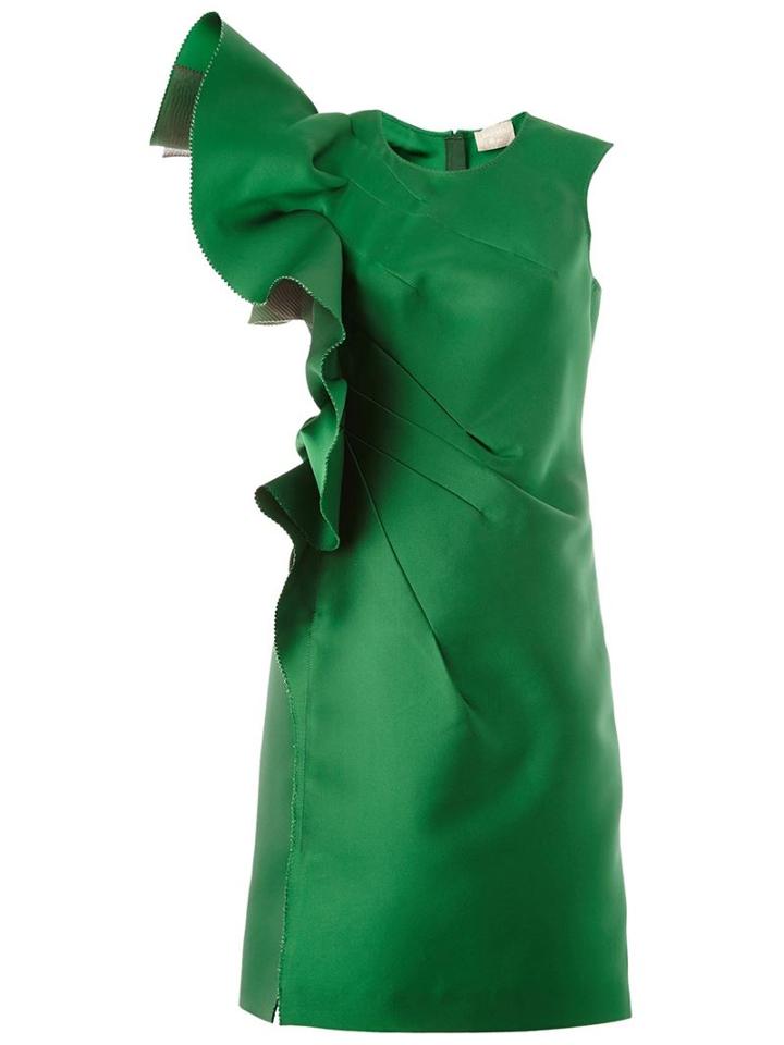 Lanvin Ruffle Sleeve Cocktail Dress, Women's, Size: 38, Green, Silk/polyester