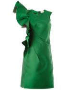 Lanvin Ruffle Sleeve Cocktail Dress, Women's, Size: 38, Green, Silk/polyester