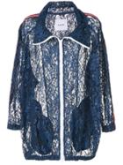 Ainea Lace Zipped Oversized Jacket - Blue