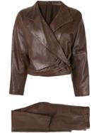 Versace Pre-owned Leather Jacket And Trousers Suit - Black
