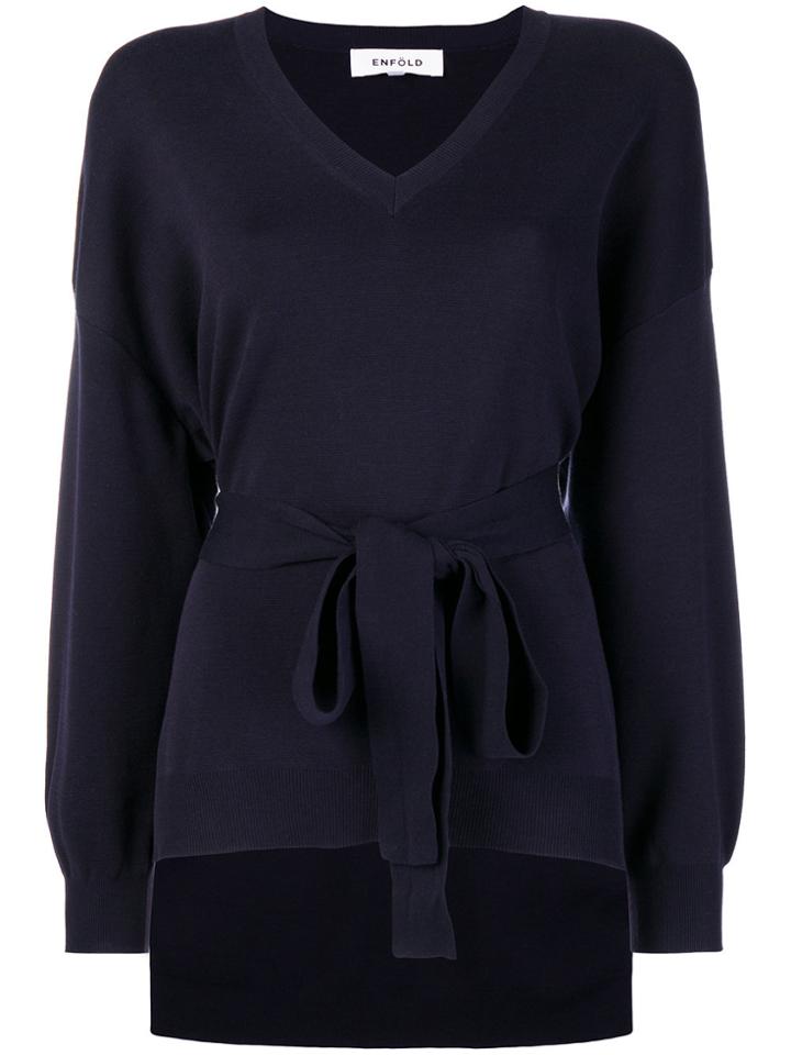 Enföld Tie Waist Jumper - Blue