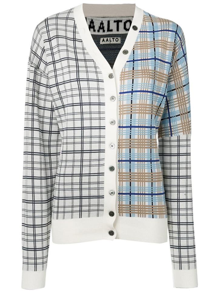 Aalto Plaid Contrast Cardigan - White