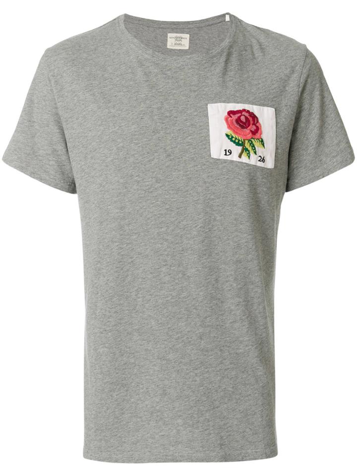 Kent & Curwen Embroidered Rose Patch T-shirt - Grey