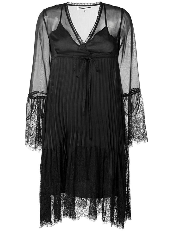 Mcq Alexander Mcqueen Embroidered Lace Plisse Dress - Black