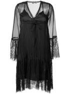 Mcq Alexander Mcqueen Embroidered Lace Plisse Dress - Black