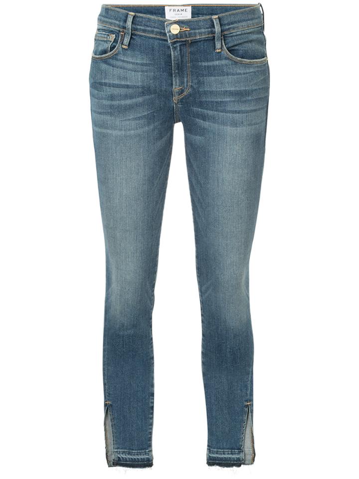 Frame Denim Le Skinny Raw Triangle Cut Jeans - Blue