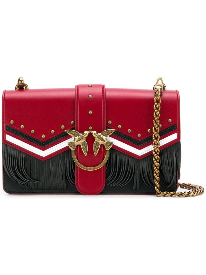 Pinko Fringed Crossbody Bag - Red