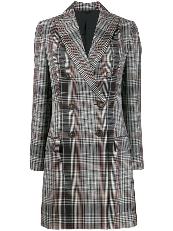 Brunello Cucinelli Plaid Double-breasted Coat - Black