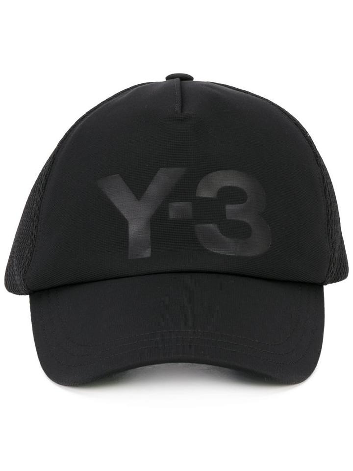 Y-3 Logo Print Cap, Women's, Black, Polyester/spandex/elastane