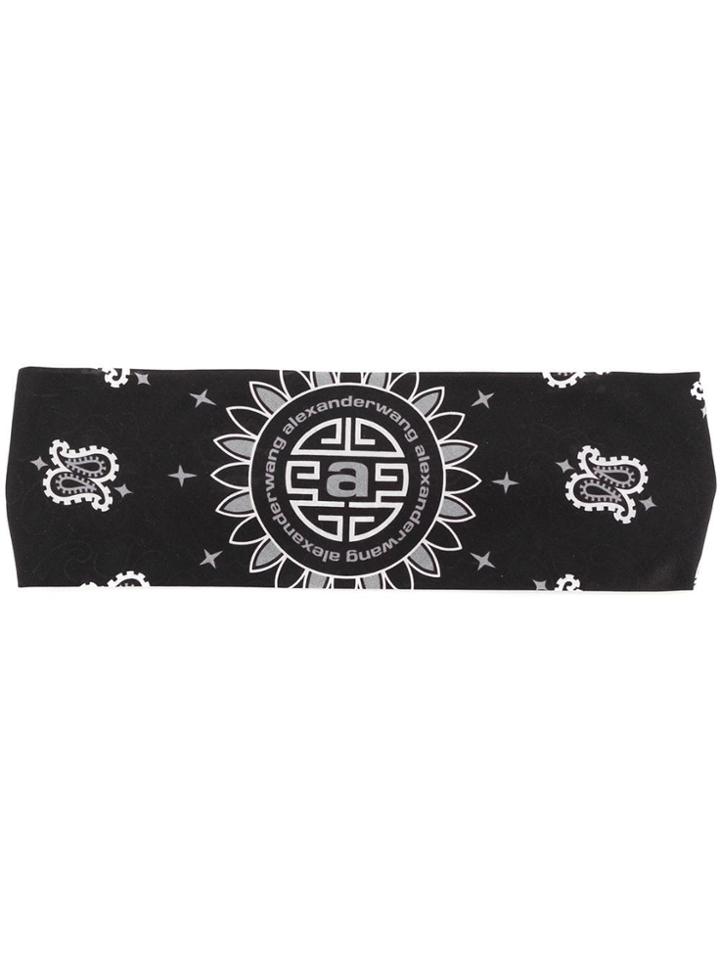 Alexander Wang Logo Paisley Embroidered Headband - Black