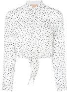 Ssheena Knotted Polka Dot Shirt - White