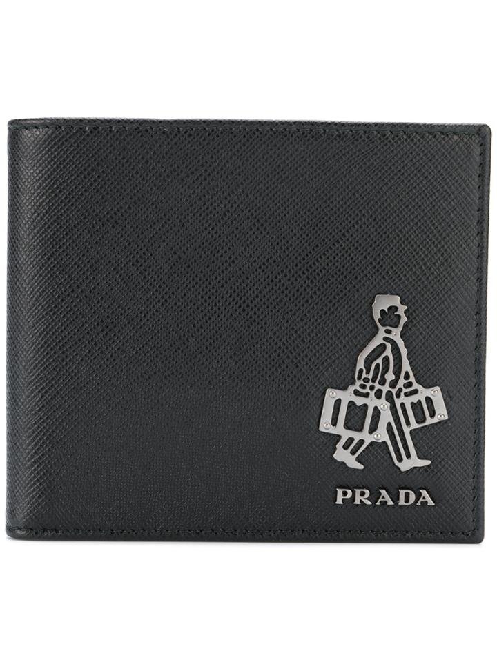 Prada Logo Bi-fold Wallet - Black