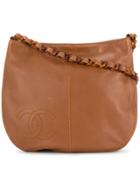 Chanel Vintage Logo Embossed Shoulder Bag - Brown