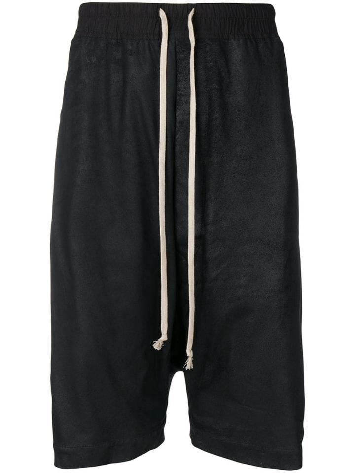 Rick Owens Oversized Leather Shorts - Black