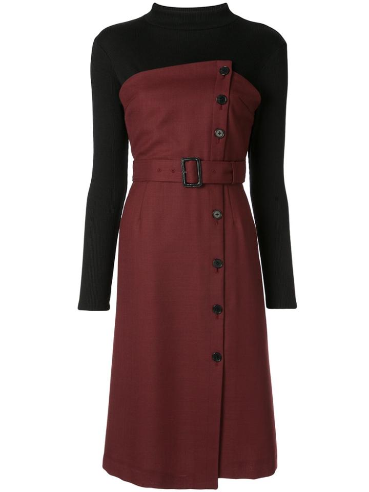 Loveless Fabric Mix Dress - Red