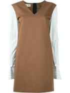 Marni Striped Sleeve Dress, Women's, Size: 46, Brown, Cotton/linen/flax/polyamide