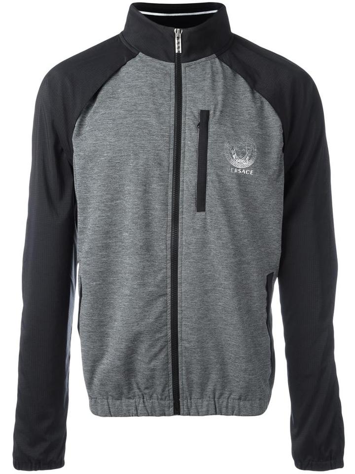 Versace Draped Back Bomber Jacket, Men's, Size: 4, Grey, Polyamide/polyester/spandex/elastane