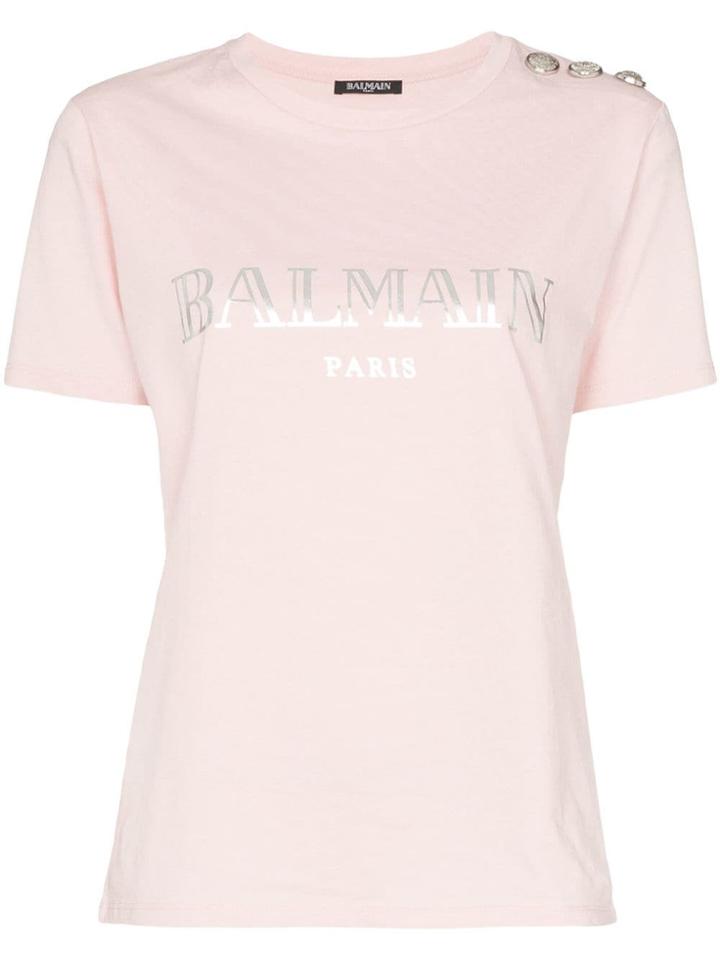 Balmain Logo Print T-shirt - Pink