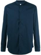 Paolo Pecora Mandarin Collar Shirt, Men's, Size: 42, Blue, Cotton/polyamide/spandex/elastane