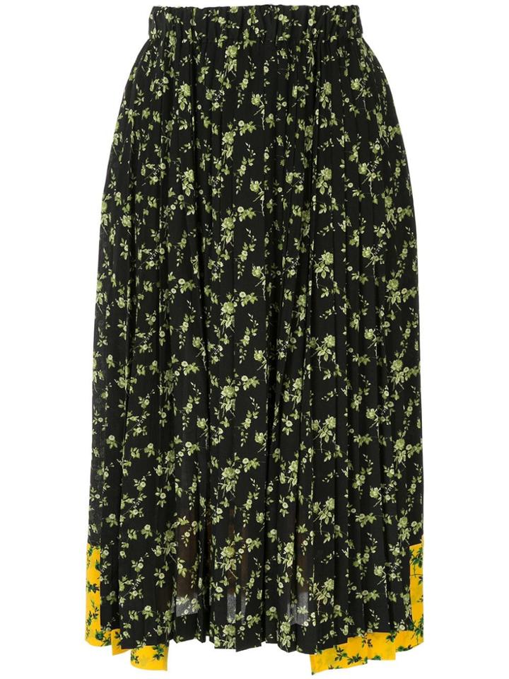Nº21 Floral Print Pleated Skirt - Black