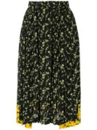 Nº21 Floral Print Pleated Skirt - Black