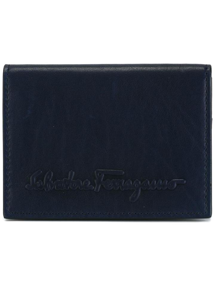 Salvatore Ferragamo Kentucky Embossed Flap Wallet - Blue