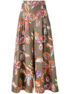 Peter Pilotto Floral Palazzo Trousers, Women's, Size: 10, Green, Cotton/spandex/elastane