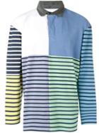 Jw Anderson Patchwork Rugby Jersey Long Sleeve Polo Shirt - Blue